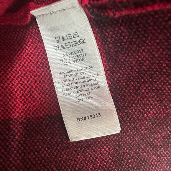 Tommy Bahama Size‎ Small Pullover Sweater Mock Neck Red Black Buffalo Check Top - Picture 4 of 4